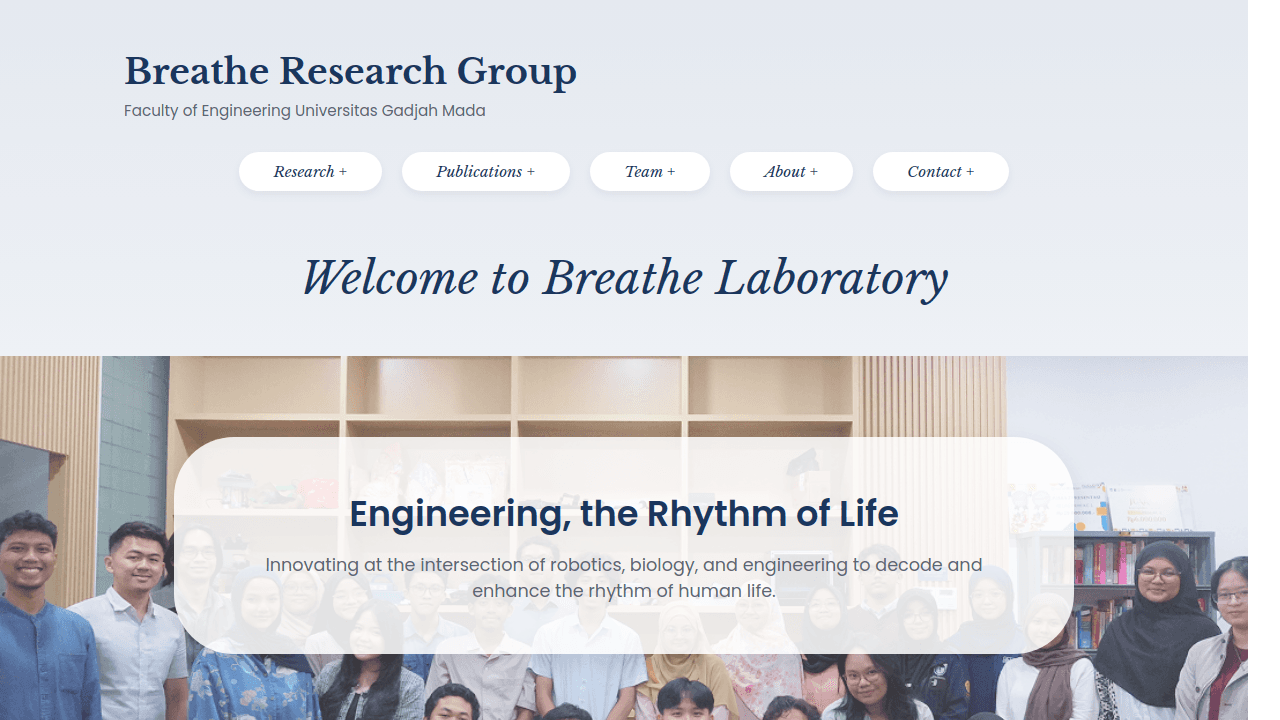 The front page of Breathe Laboratory webpage